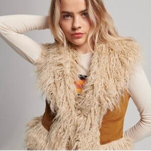 Superdry Faux Fur Vest with Brown and Cream Tones
